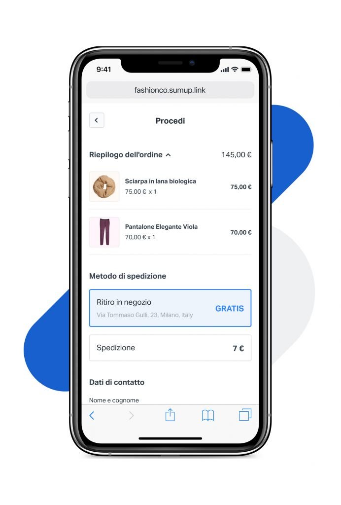 Schermata checkout Sumup